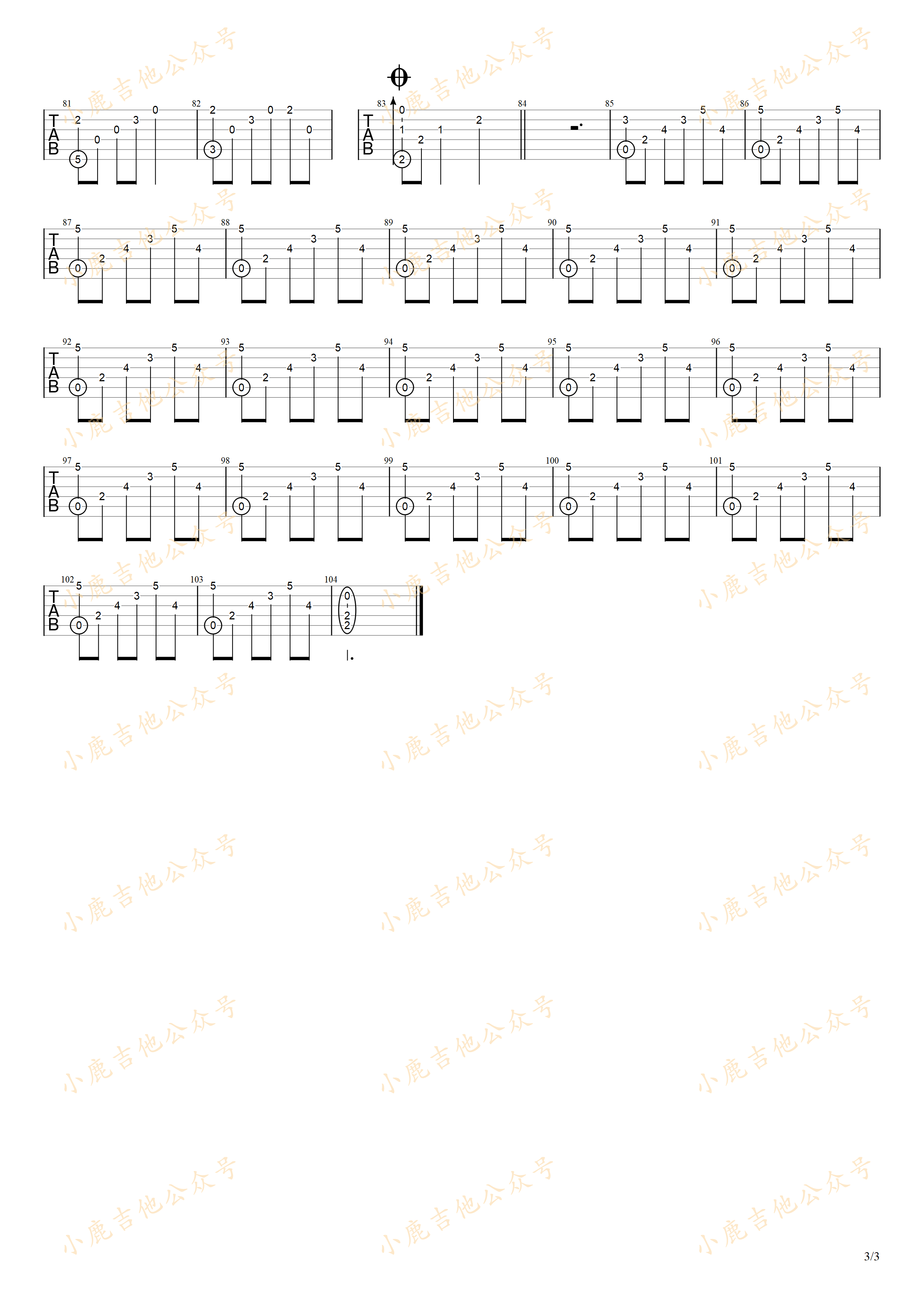 Winter_岸部真明_指弹吉他谱（小鹿吉他）