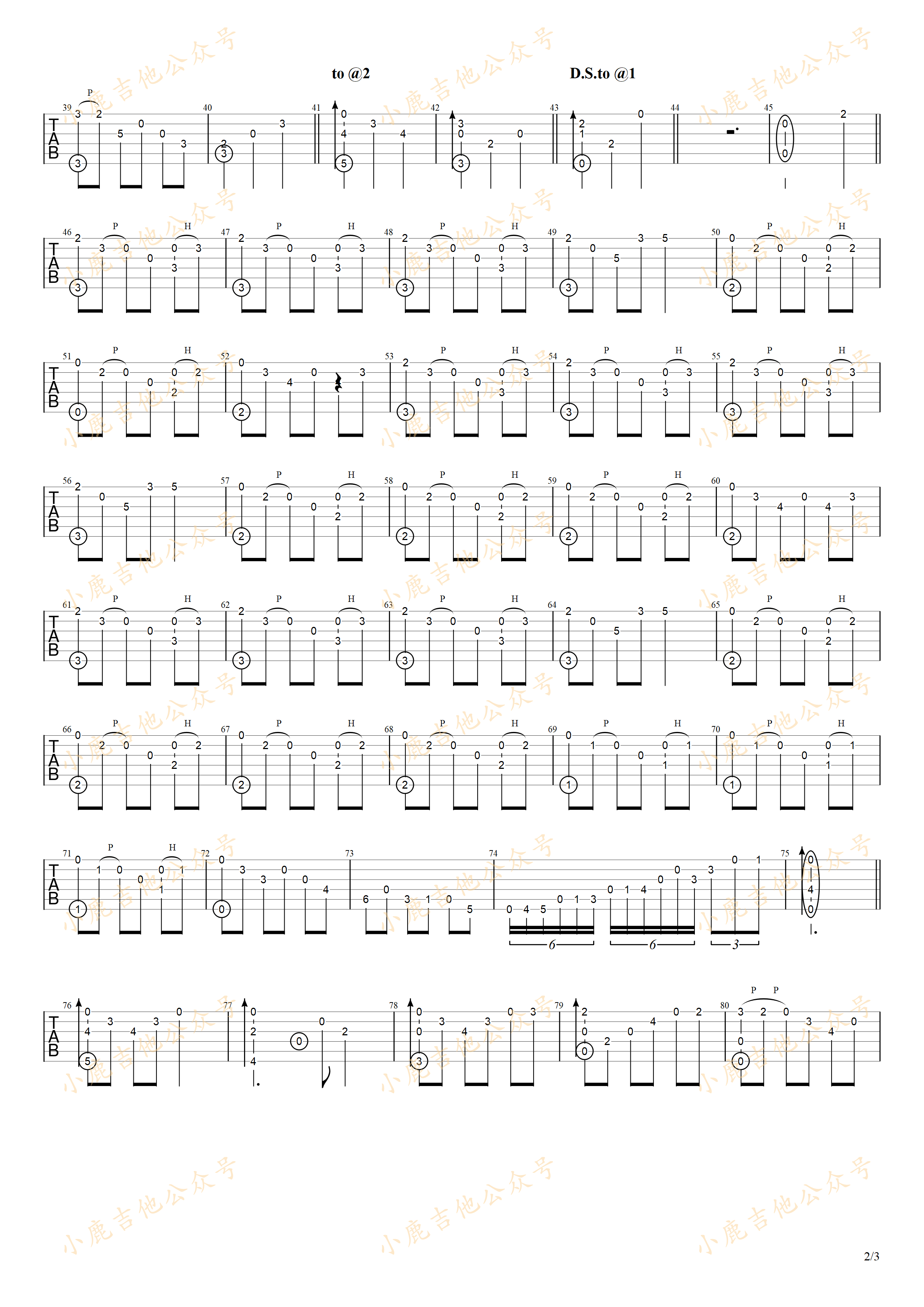 Winter_岸部真明_指弹吉他谱（小鹿吉他）