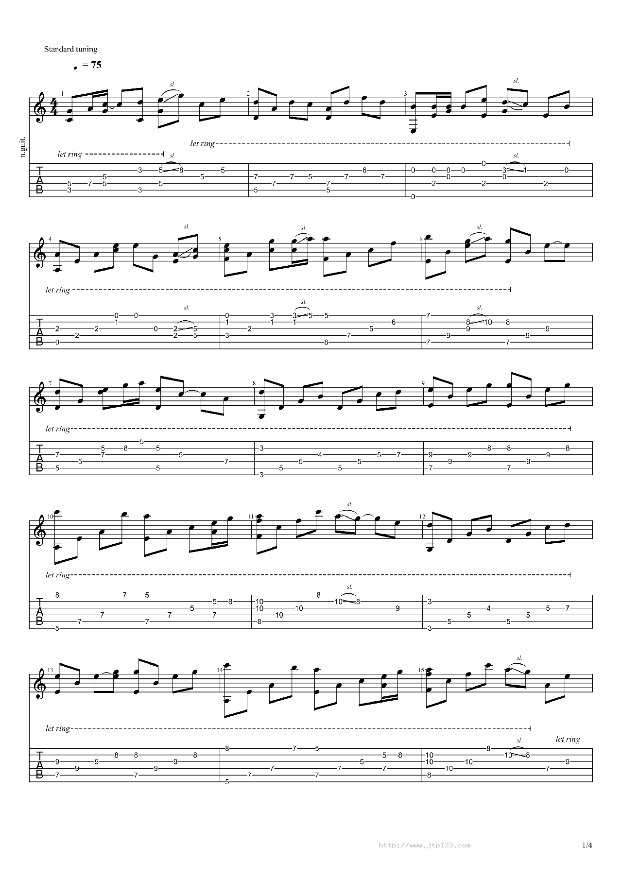 南方的女王吉他谱_尧十三_G调指弹/独奏谱_图谱1