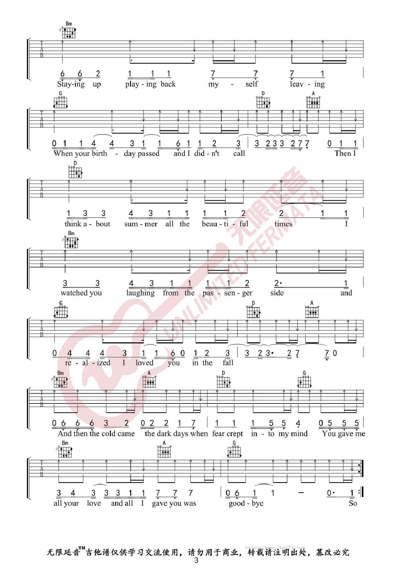 BackToDecember吉他谱_Taylor Swift_D调和弦弹唱谱_图谱3