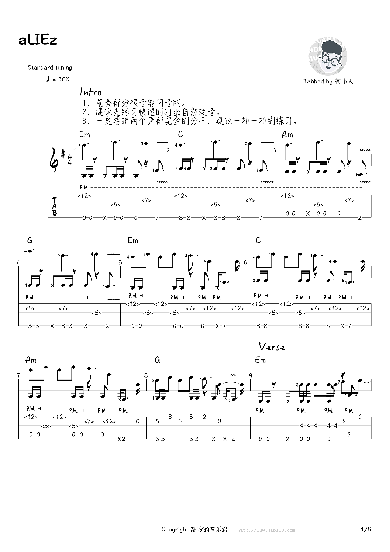 核爆神曲aLIEz吉他谱_群星_C调指弹/独奏谱_图谱1