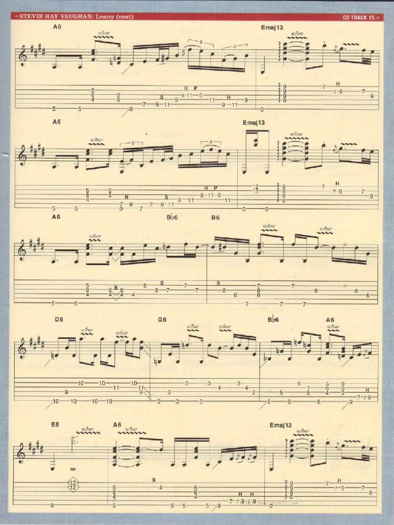 Lenny吉他谱_StevieRayVaughan_C调指弹/独奏谱_图谱2