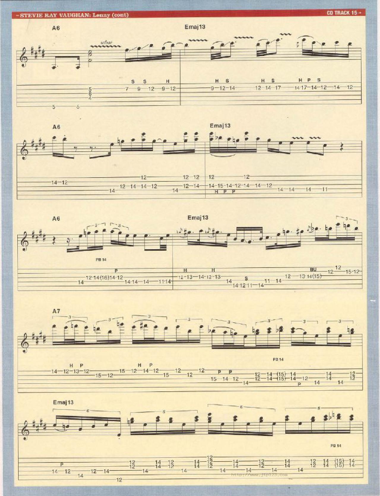 Lenny吉他谱_StevieRayVaughan_C调指弹/独奏谱_图谱3
