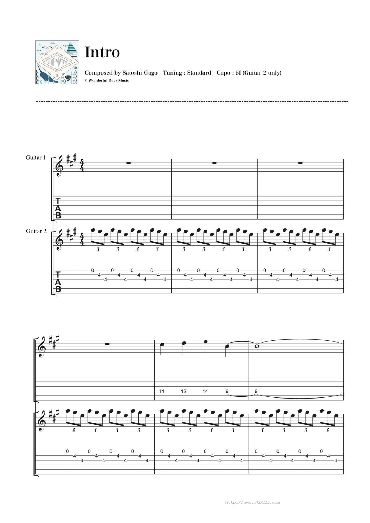 introScore吉他谱_伍伍慧_G调指弹/独奏谱_图谱1