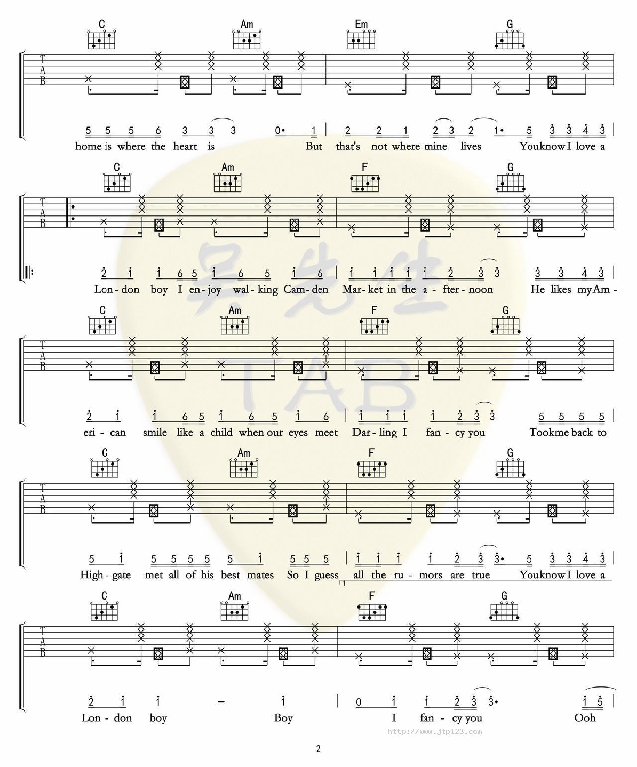 LondonBoy吉他谱_Taylor Swift_C调和弦弹唱谱_图谱2