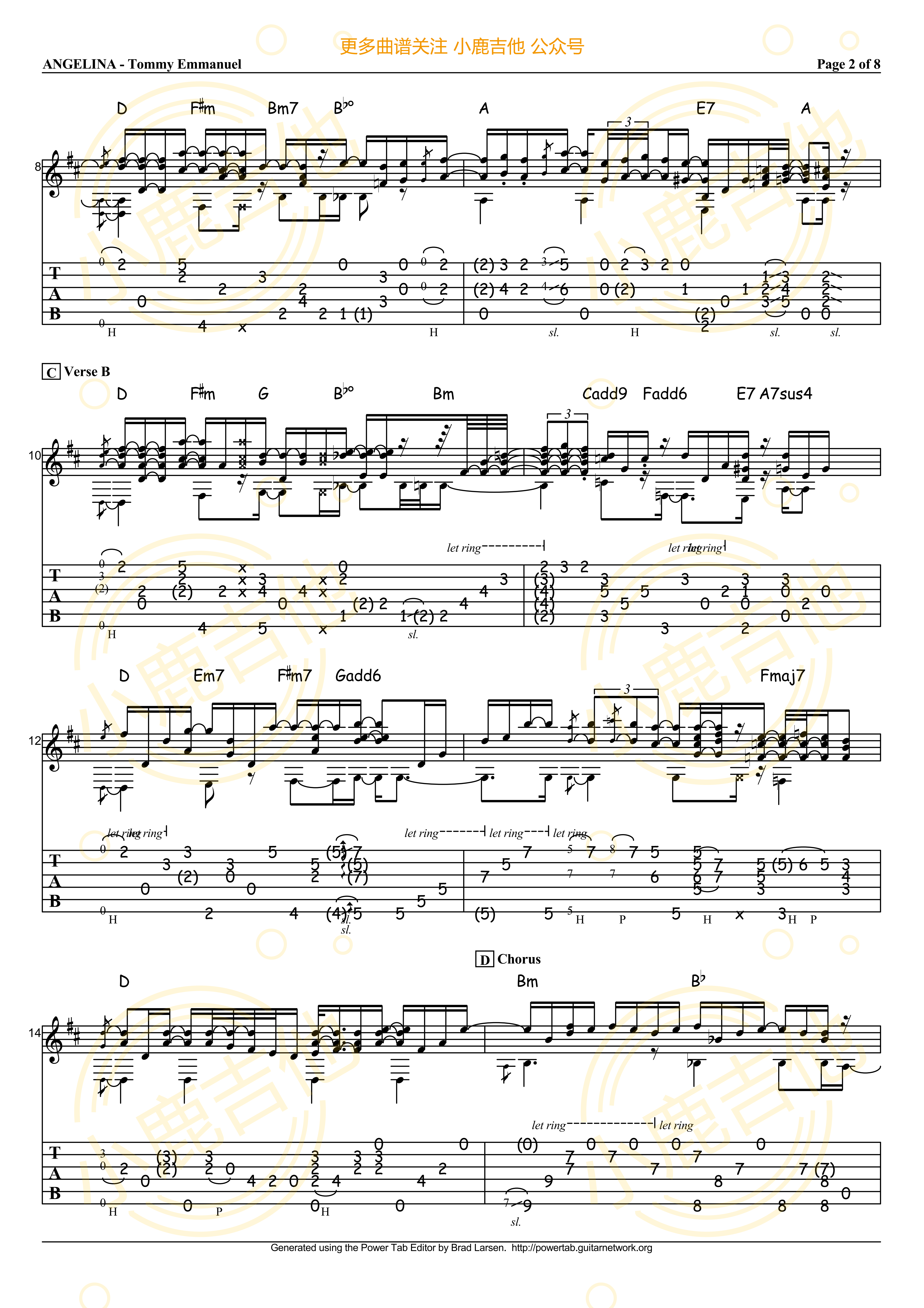 Angelina_Tommy_吉他谱<小鹿吉他>Emmanuel