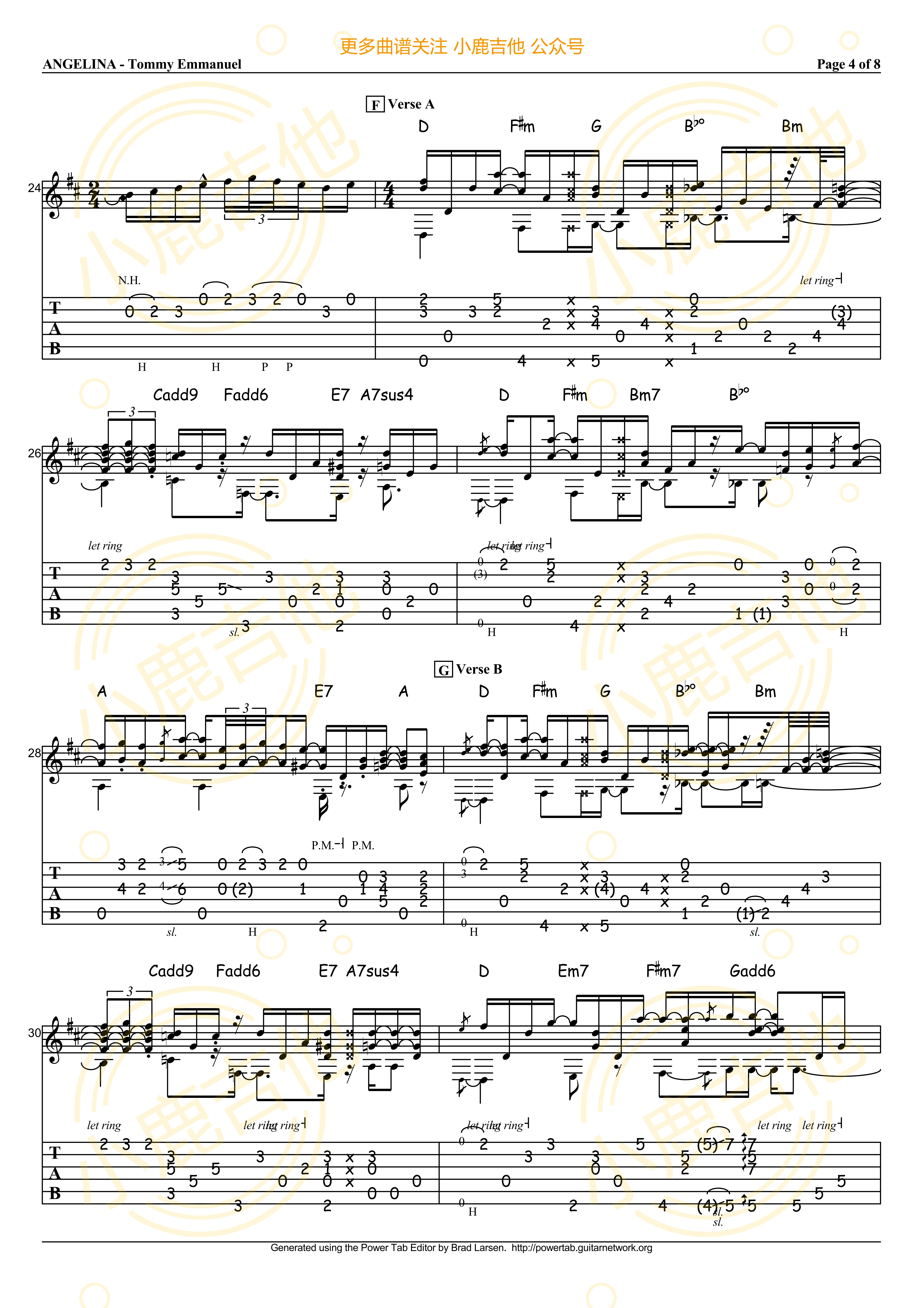 Angelina_Tommy_吉他谱<小鹿吉他>Emmanuel
