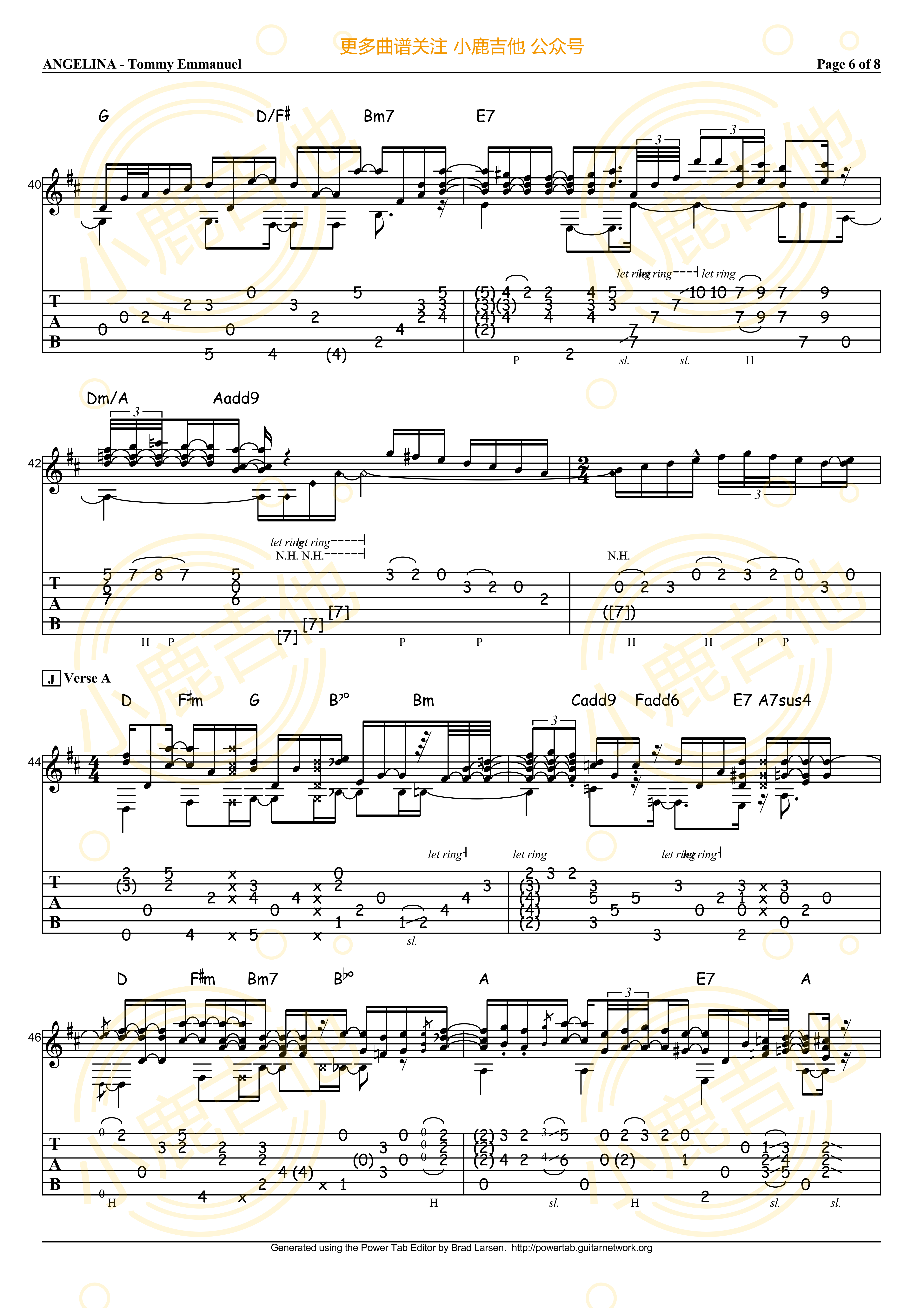 Angelina_Tommy_吉他谱<小鹿吉他>Emmanuel