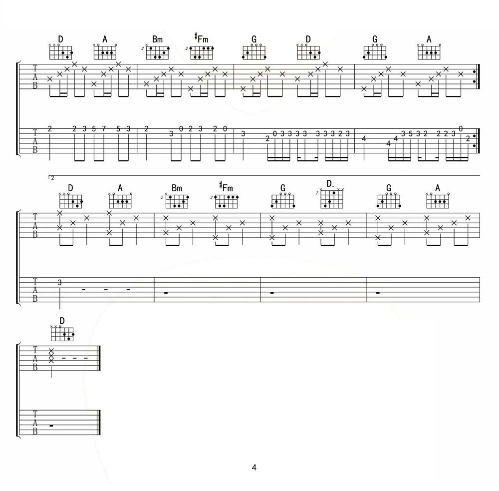 卡农吉他谱_JohannPachelbel_D调和弦弹唱谱_CanonD大调完美双吉它改编版_图谱4