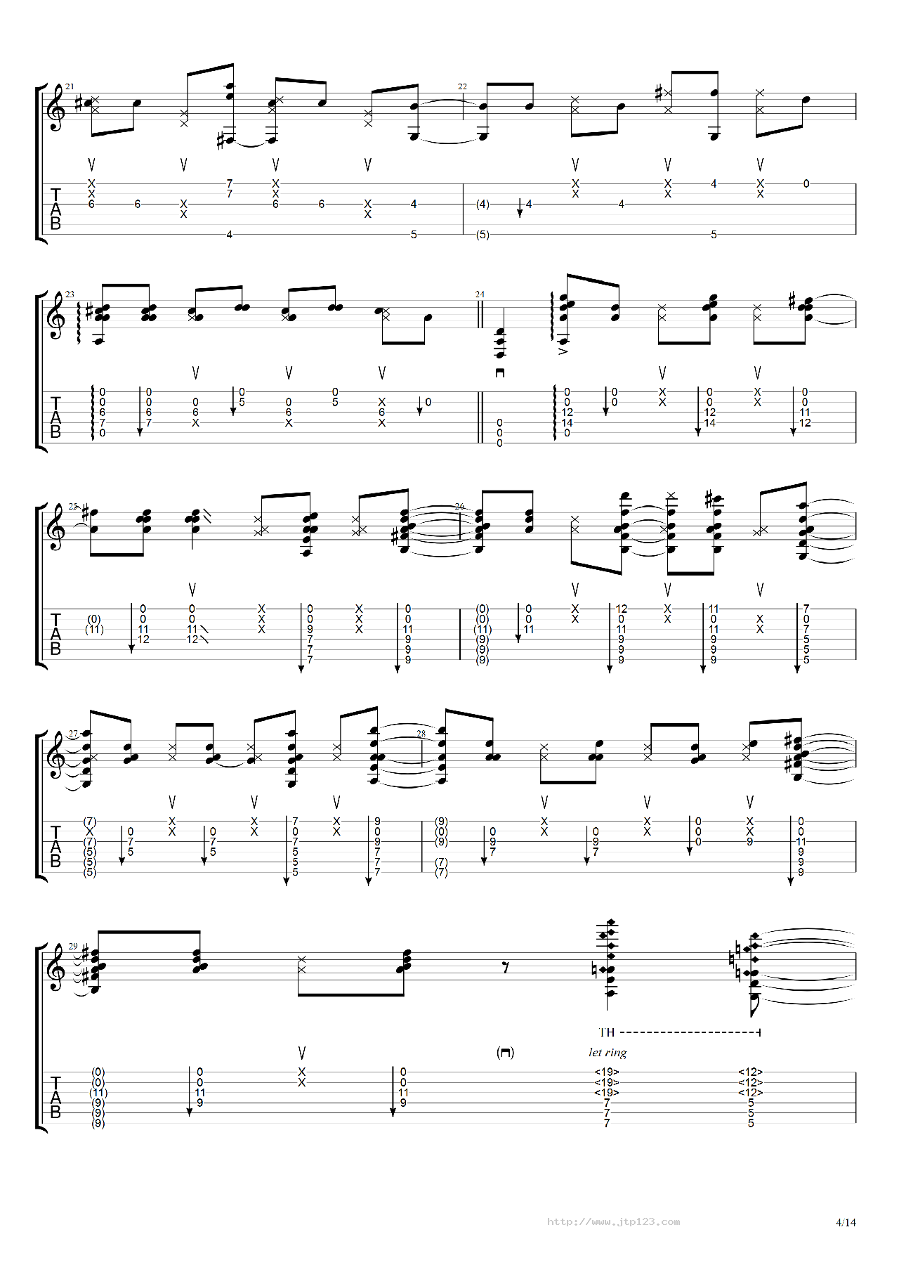 翼~YouaretheHero~吉他谱_押尾桑_C调指弹/独奏谱_图谱3