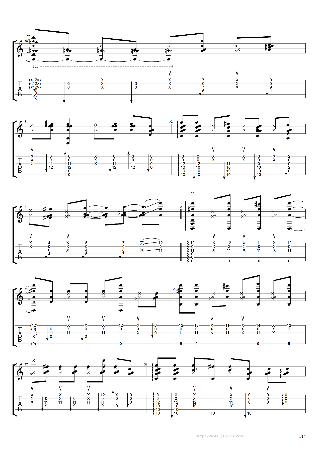 翼~YouaretheHero~吉他谱_押尾桑_C调指弹/独奏谱_图谱4