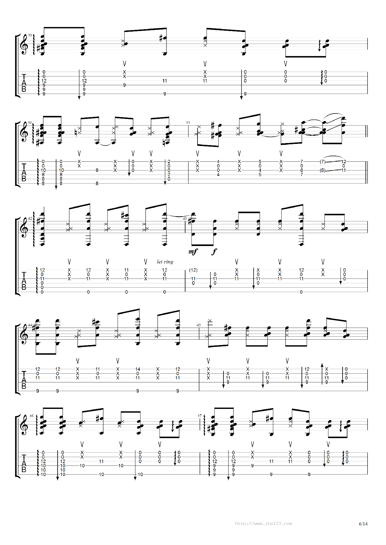 翼~YouaretheHero~吉他谱_押尾桑_C调指弹/独奏谱_图谱5