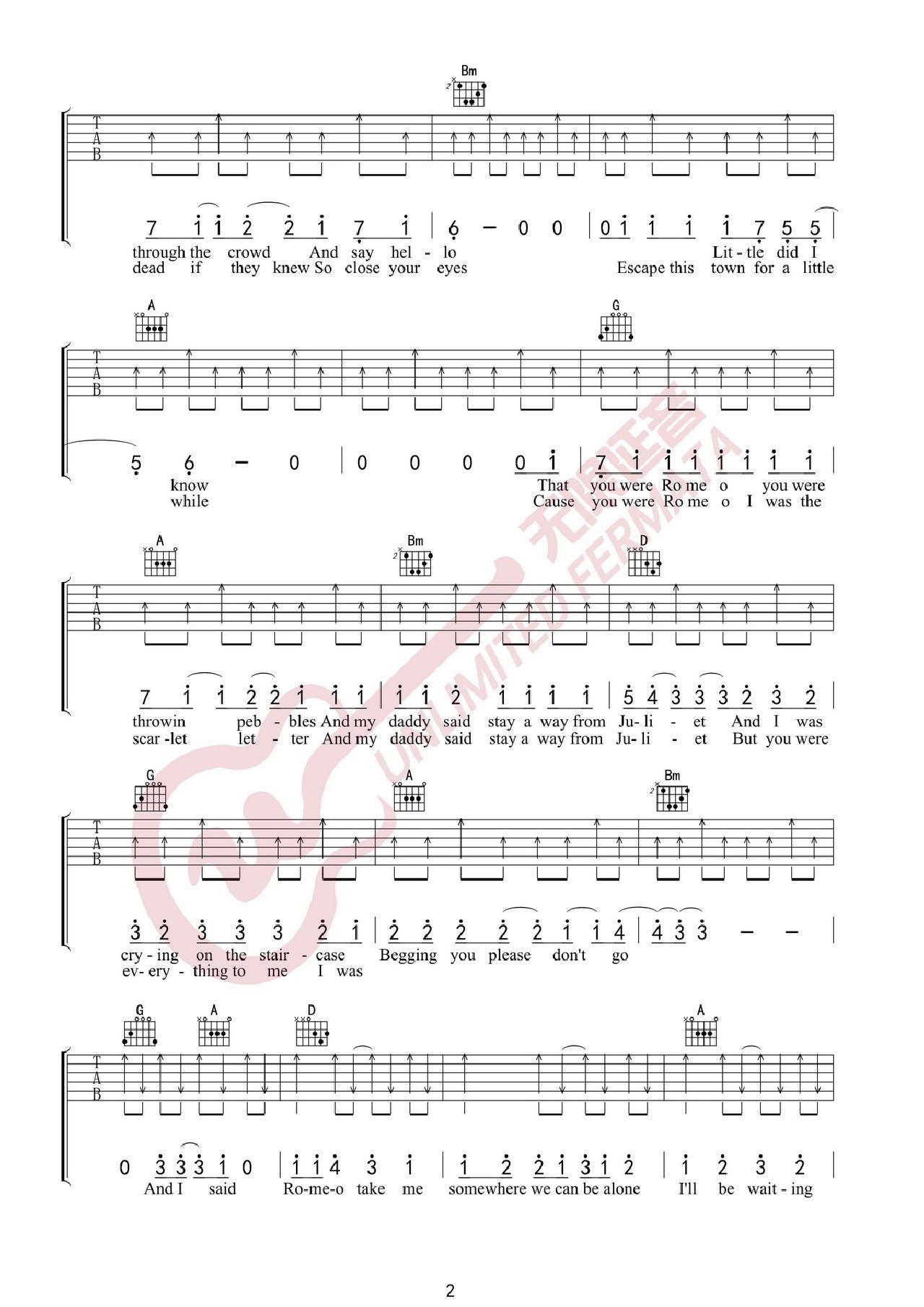 Love Story吉他谱_Taylor Swift_D调和弦弹唱谱_图谱2