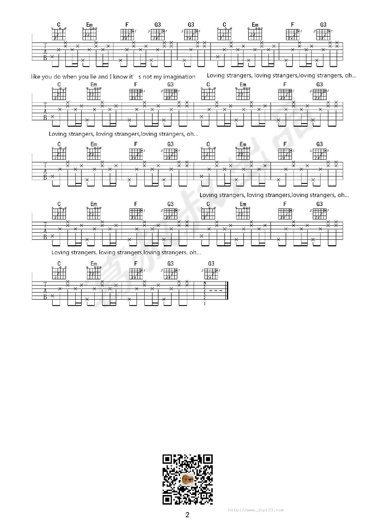 LovingStrangers吉他谱_RussianRed_C调和弦弹唱谱_图谱2