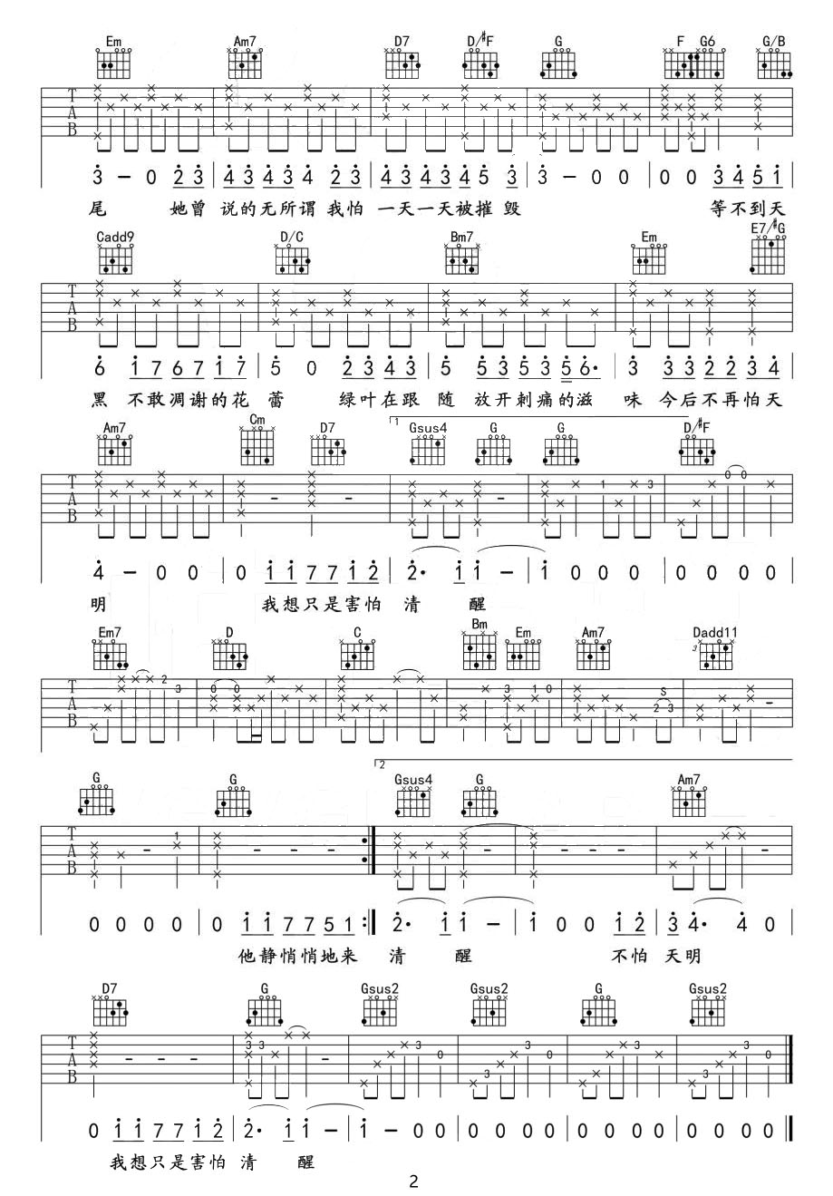 她说吉他谱_林俊杰_G调和弦弹唱谱_原版_图谱2