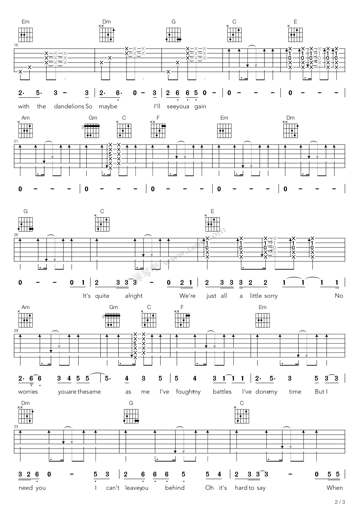 See_you_again吉他谱_窦靖童_日本动画_声之形_主题曲