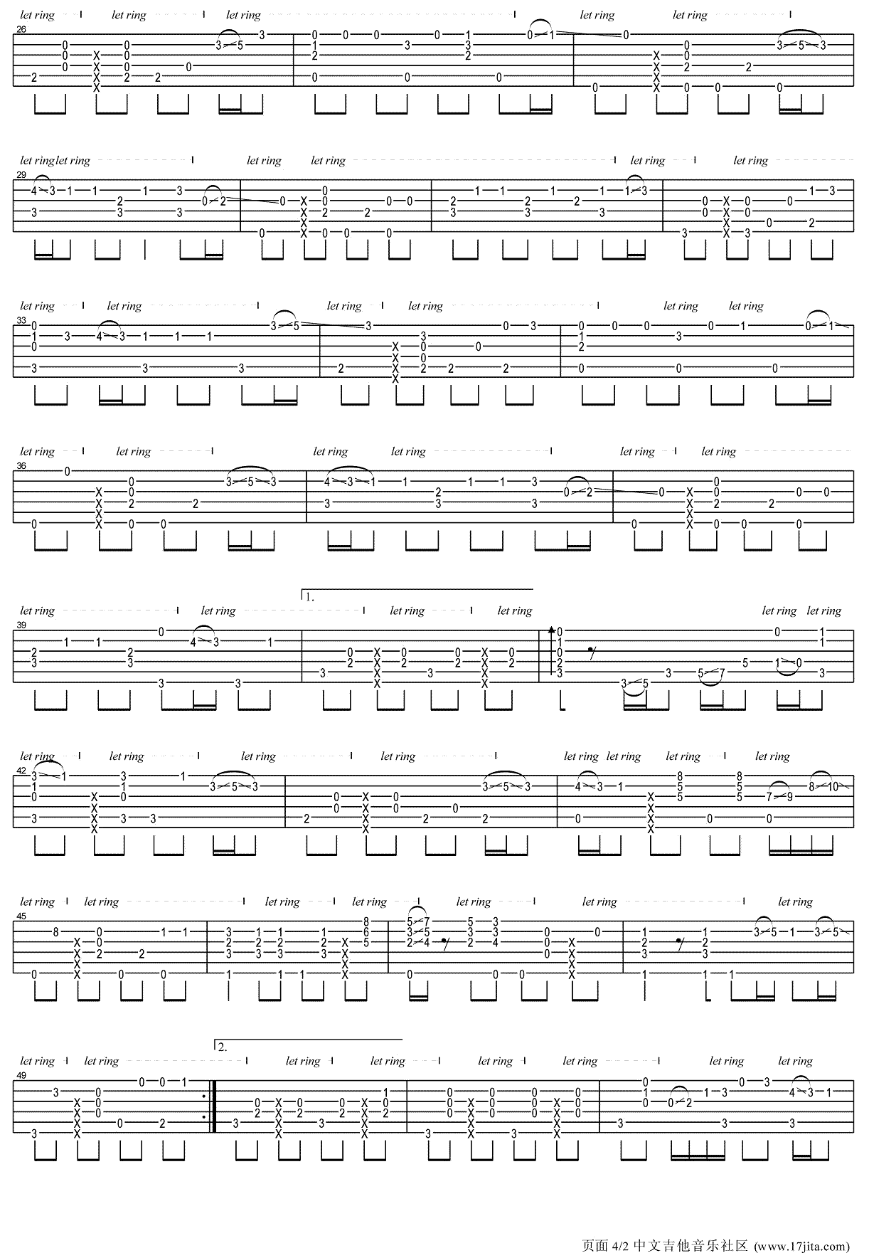 情非得已指弹谱_庾澄庆_流星花园_主题曲_吉他独奏谱