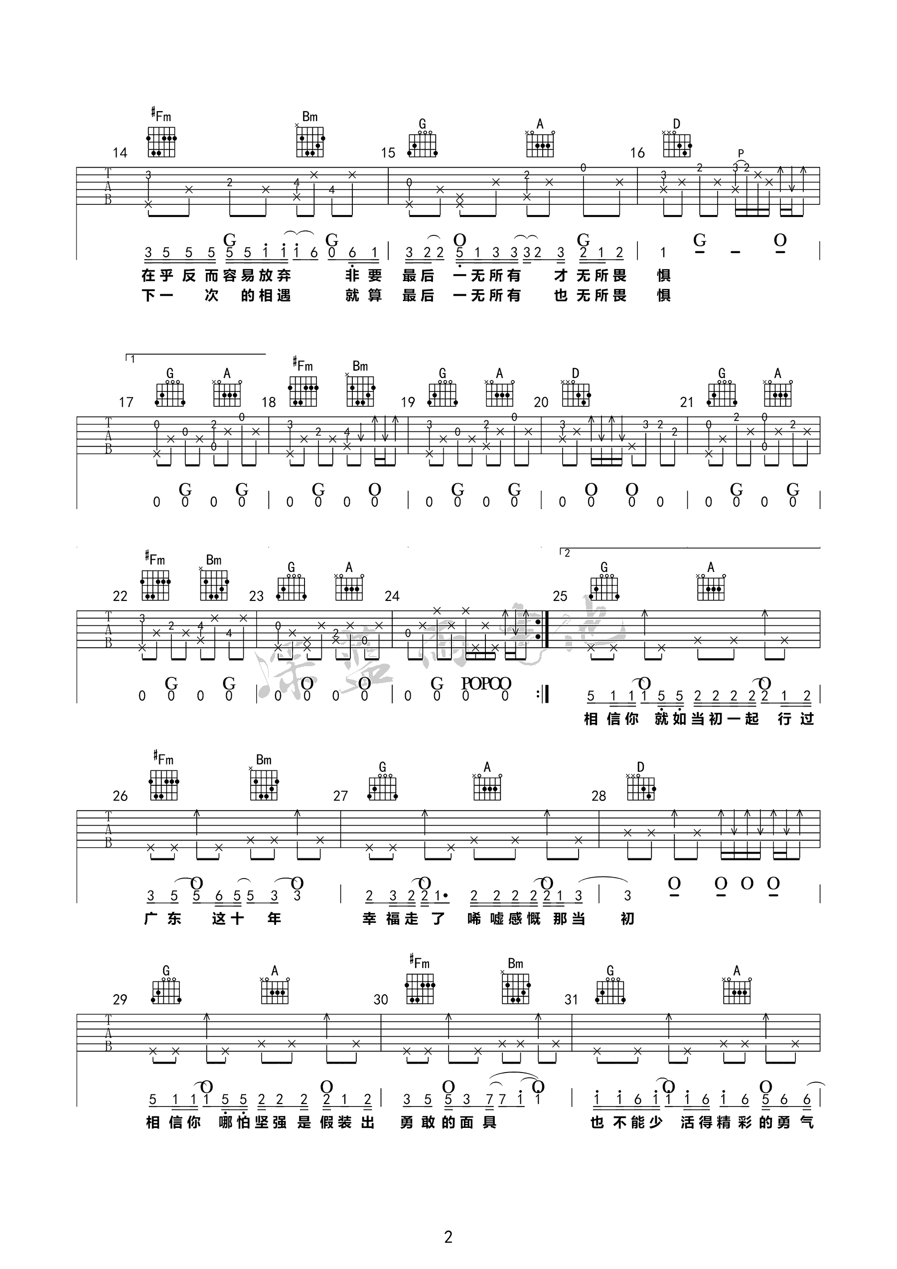 广东爱情故事吉他谱_广东雨神_D调_弹唱视频演示