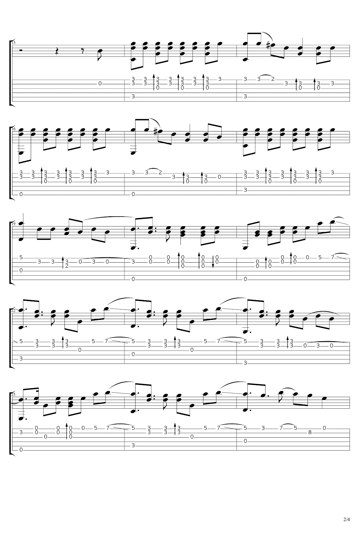 未闻花名指弹谱_吉他独奏六线谱_指弹吉他视频示范