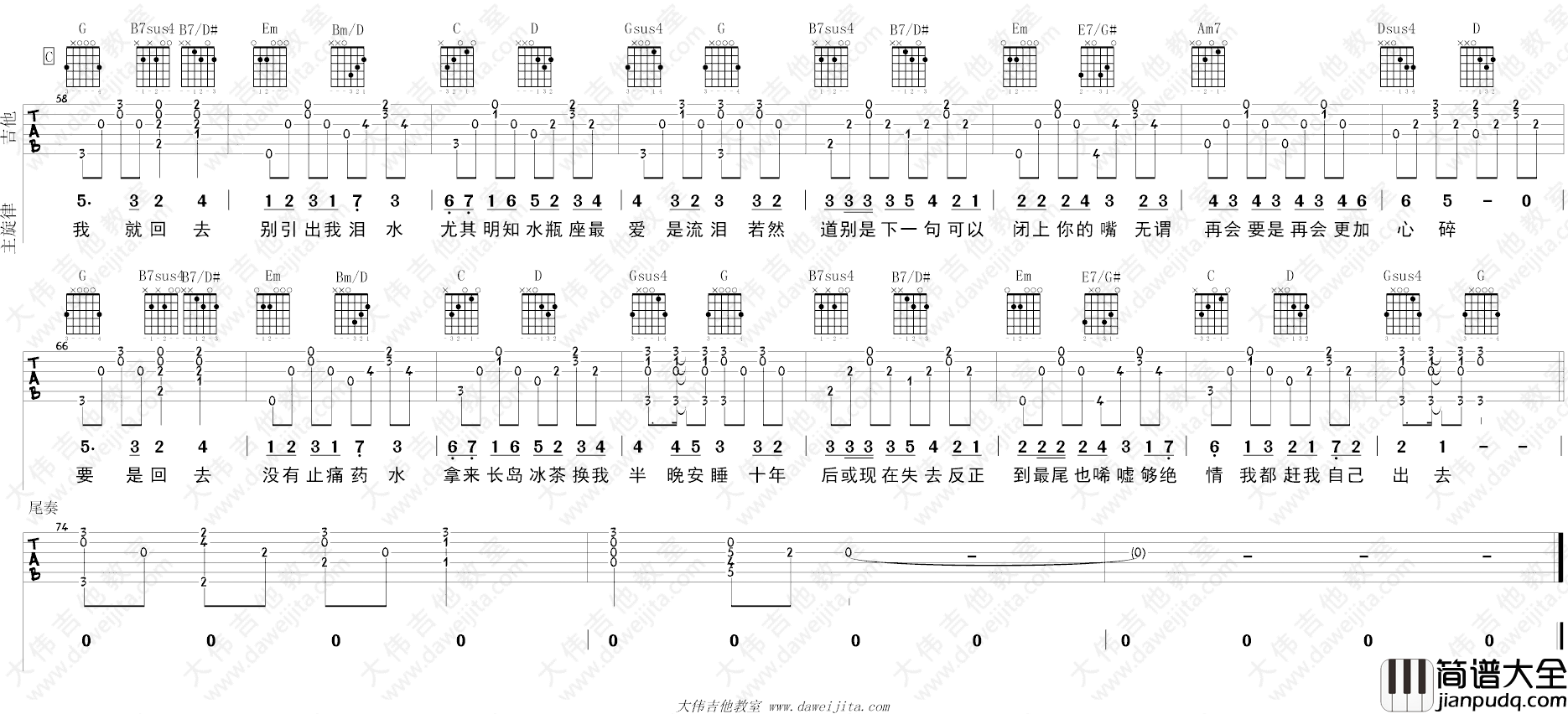 可惜我是水瓶座吉他谱_杨千嬅_G调六线谱_吉他弹唱演示视频