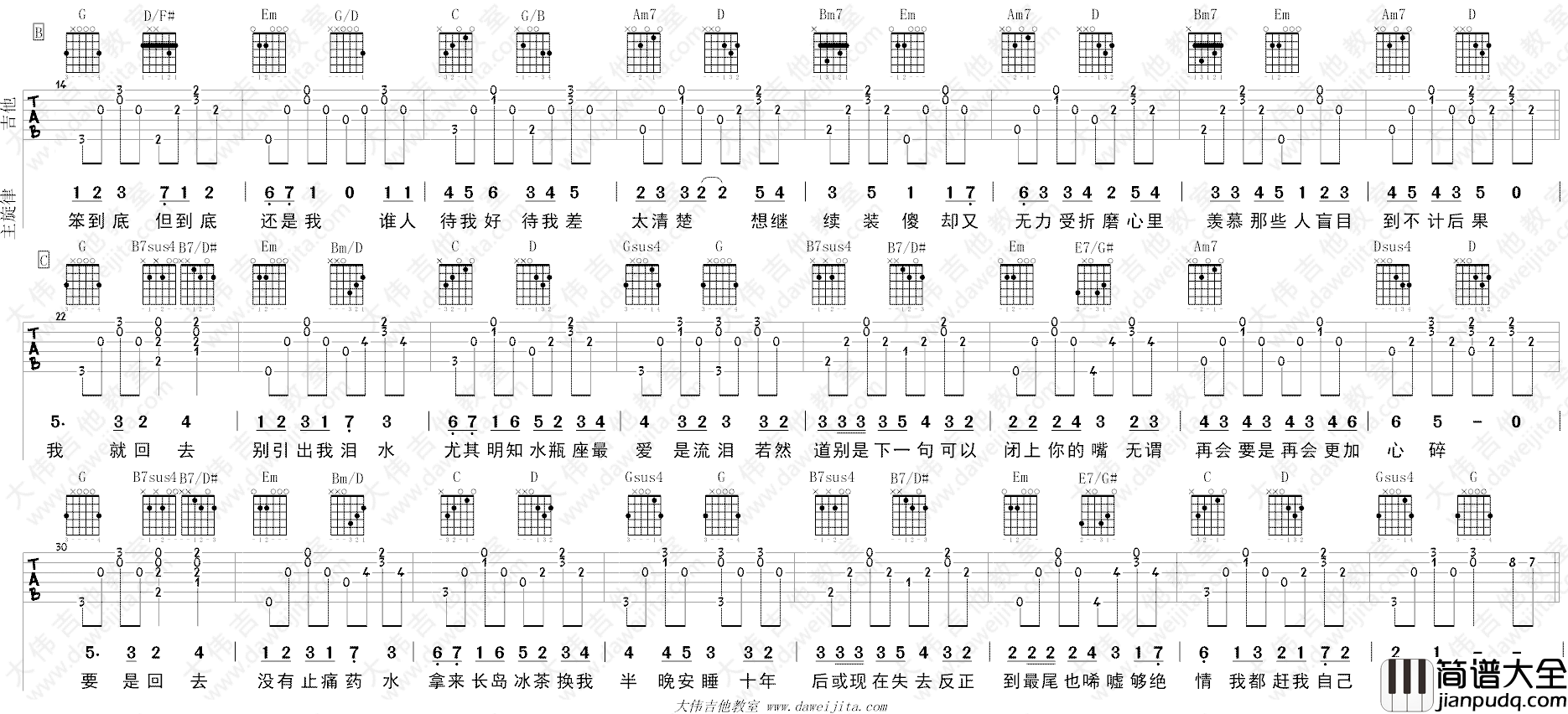 可惜我是水瓶座吉他谱_杨千嬅_G调六线谱_吉他弹唱演示视频