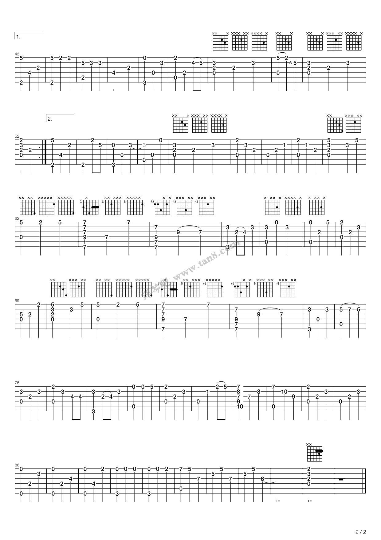 成都指弹谱_赵雷_成都_吉他独奏谱_高清图片谱