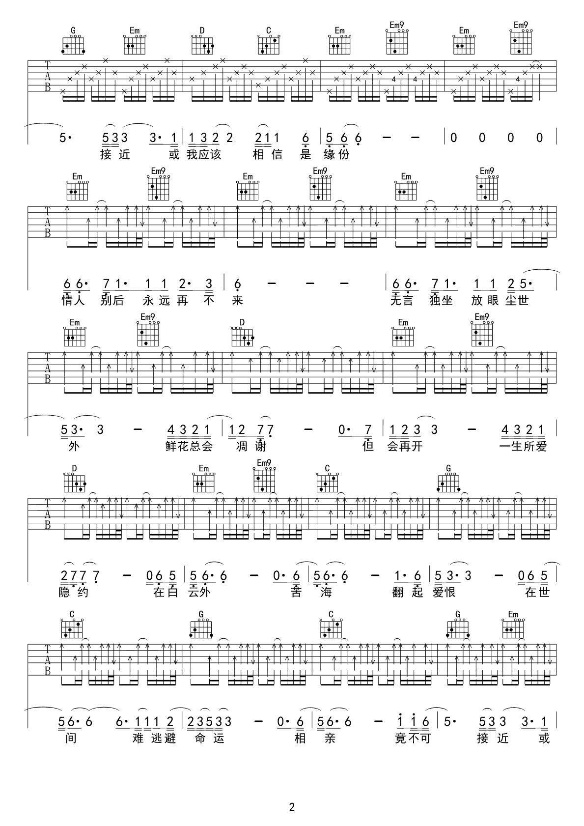一生所爱吉他谱_卢冠廷_G调简单版_吉他教学视频