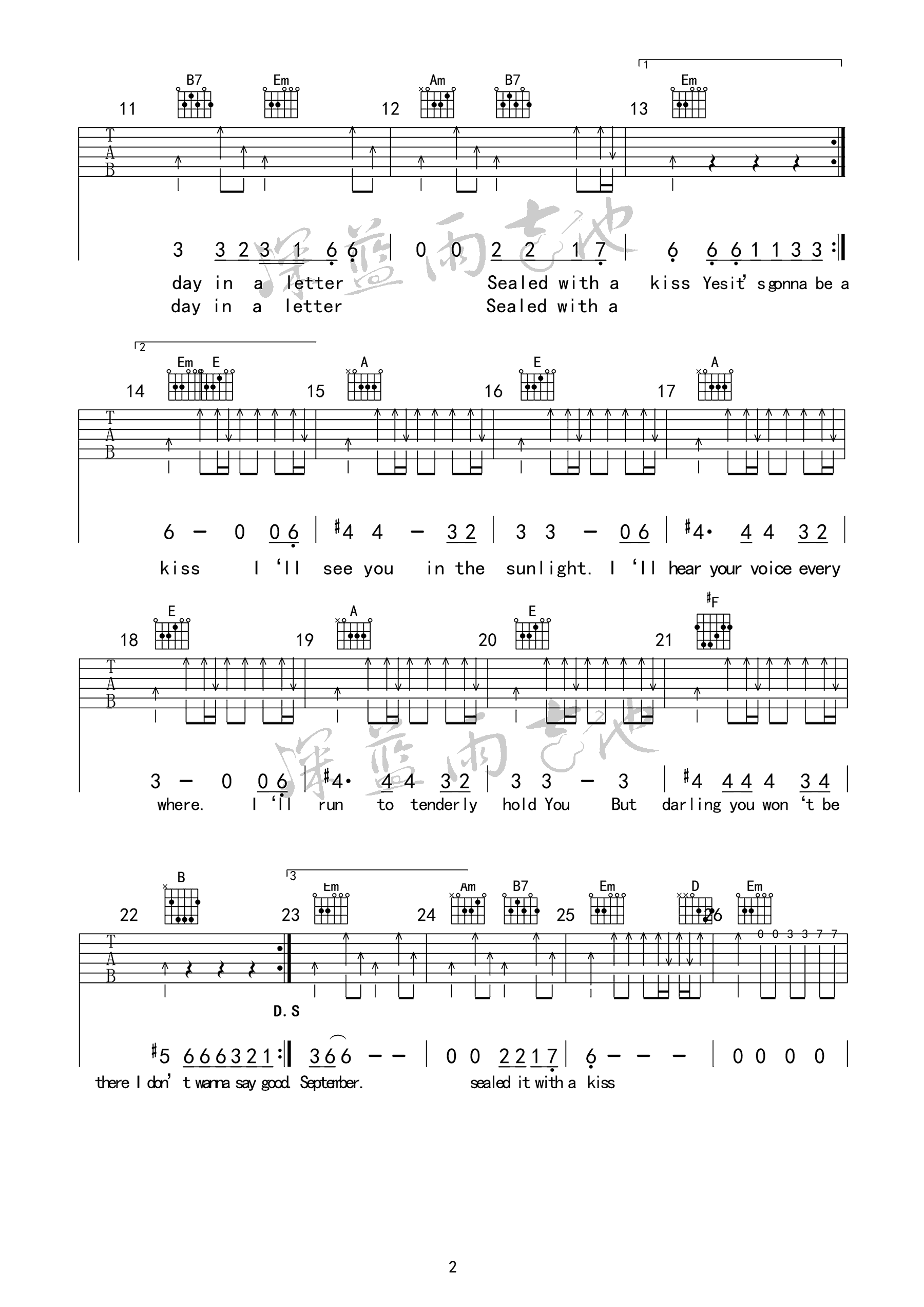 Sealed_With_A_Kiss吉他谱_以吻封缄吉他谱_G调弹唱视频演示