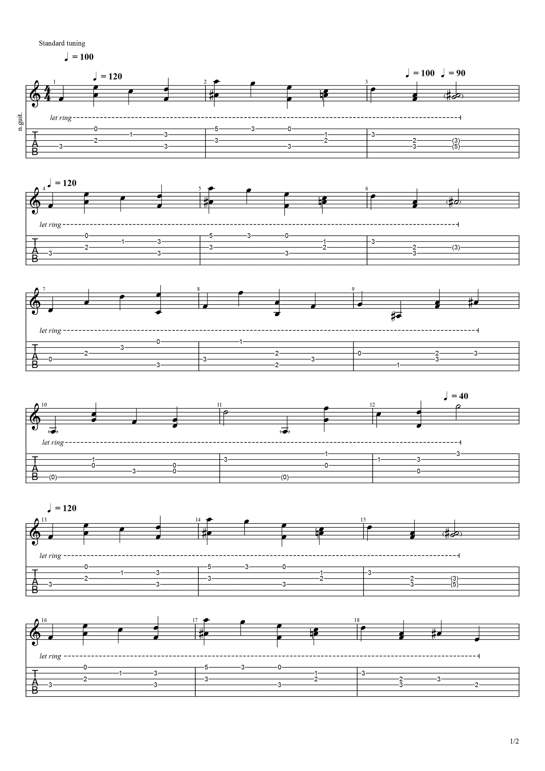 Muse吉他谱_山下宏明_指弹独奏曲_高清图片谱