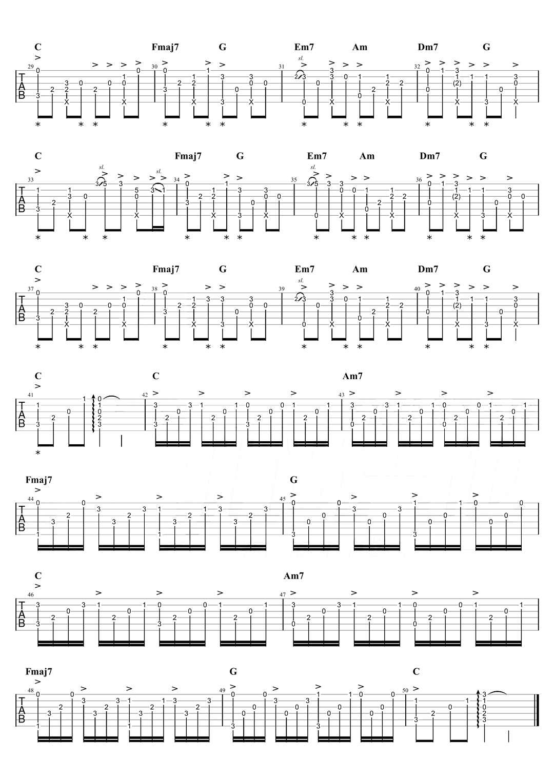 蒲公英的约定指弹谱_周杰伦_吉他独奏谱_示范演示视频