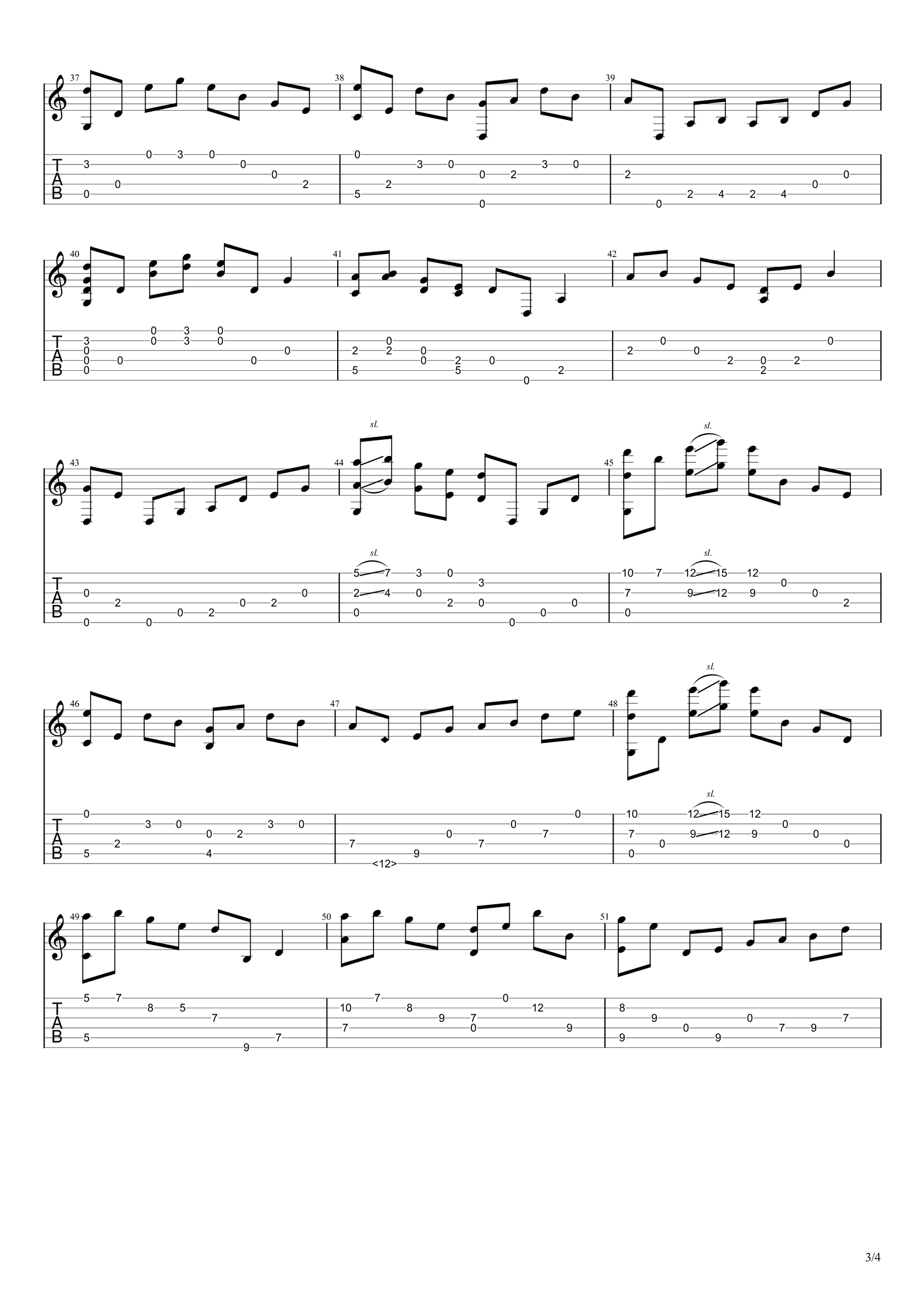 鸿雁指弹吉他谱__鸿雁_吉他独奏谱_图片谱