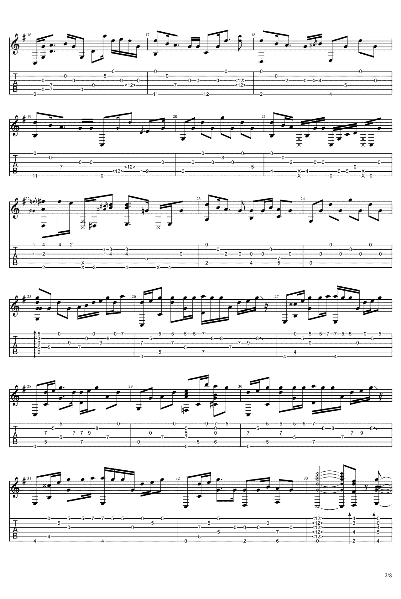 _没什么大不了_吉他指弹谱__你的名字_片尾曲_吉他独奏谱