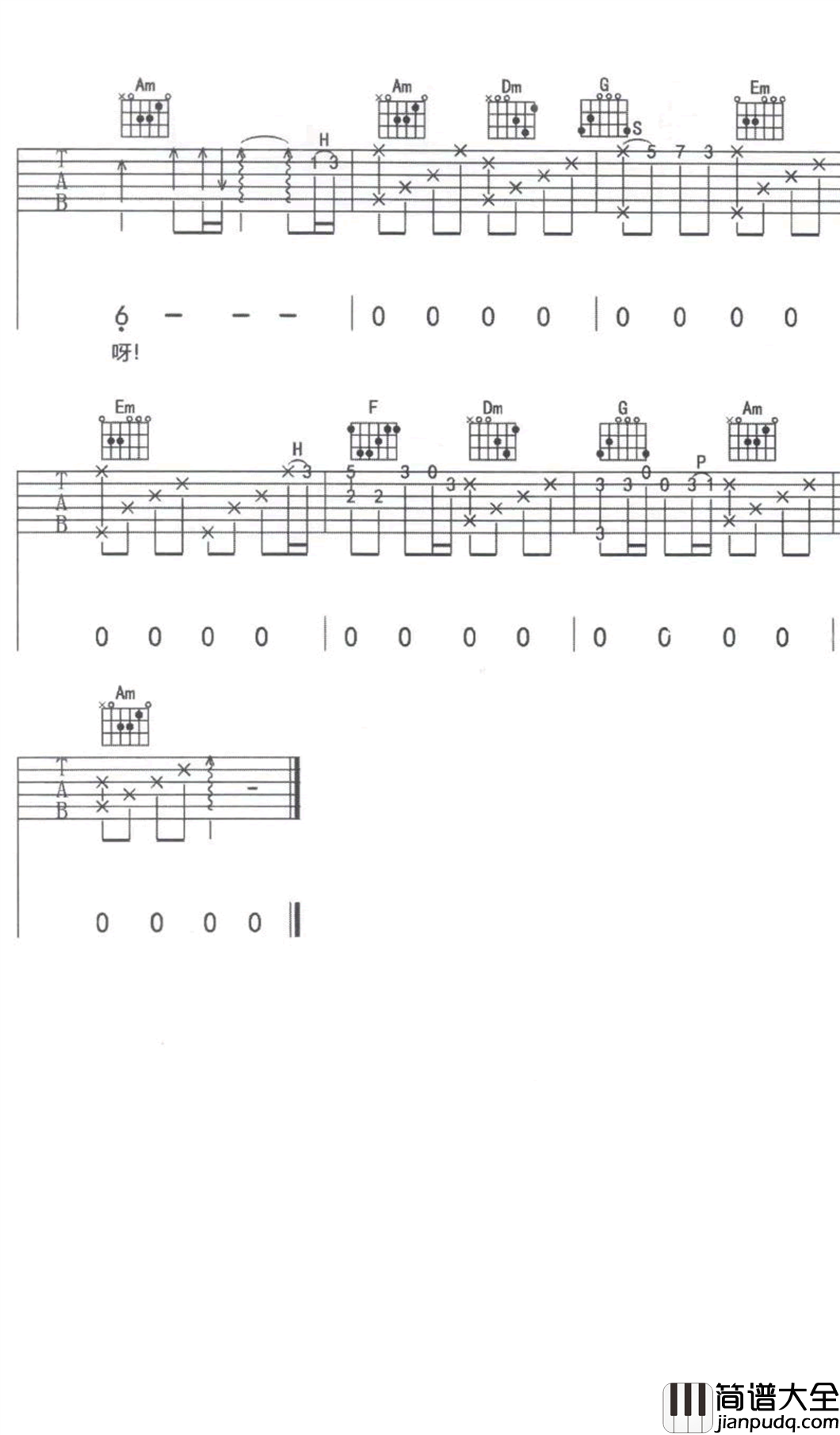 嘴巴嘟嘟吉他谱_刘子璇_抖音歌曲_吉他弹唱谱