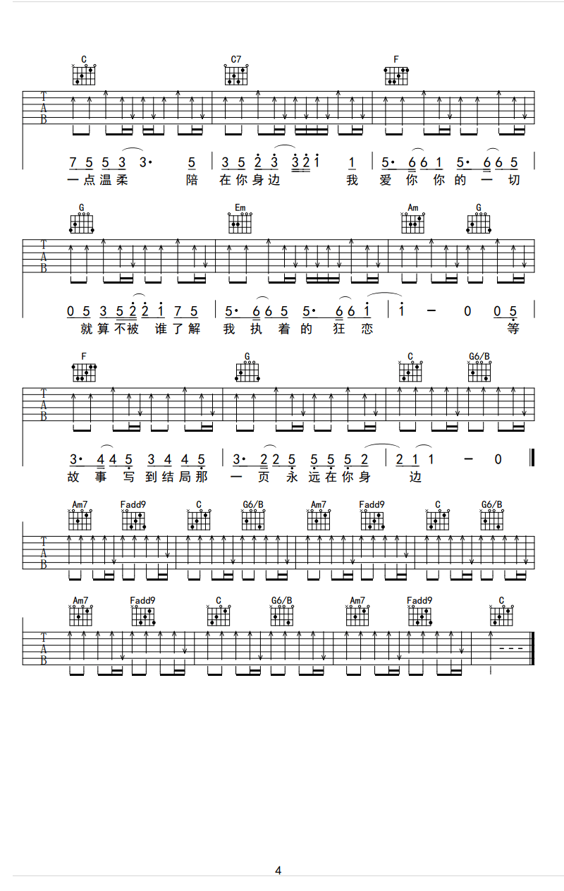 陈伟霆_清醒梦境_吉他谱_C调__南方有乔木_主题曲