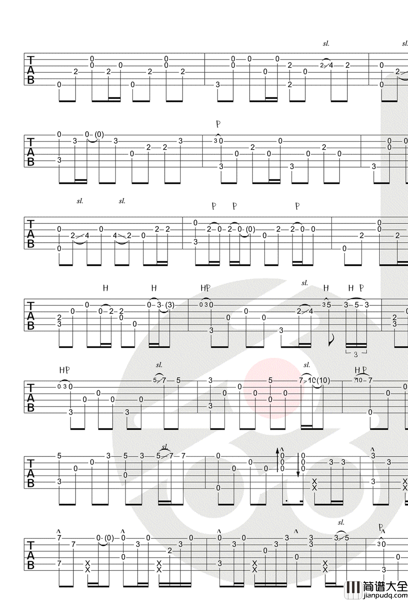 安和桥指弹谱_宋冬野_吉他独奏谱_指弹教学视频
