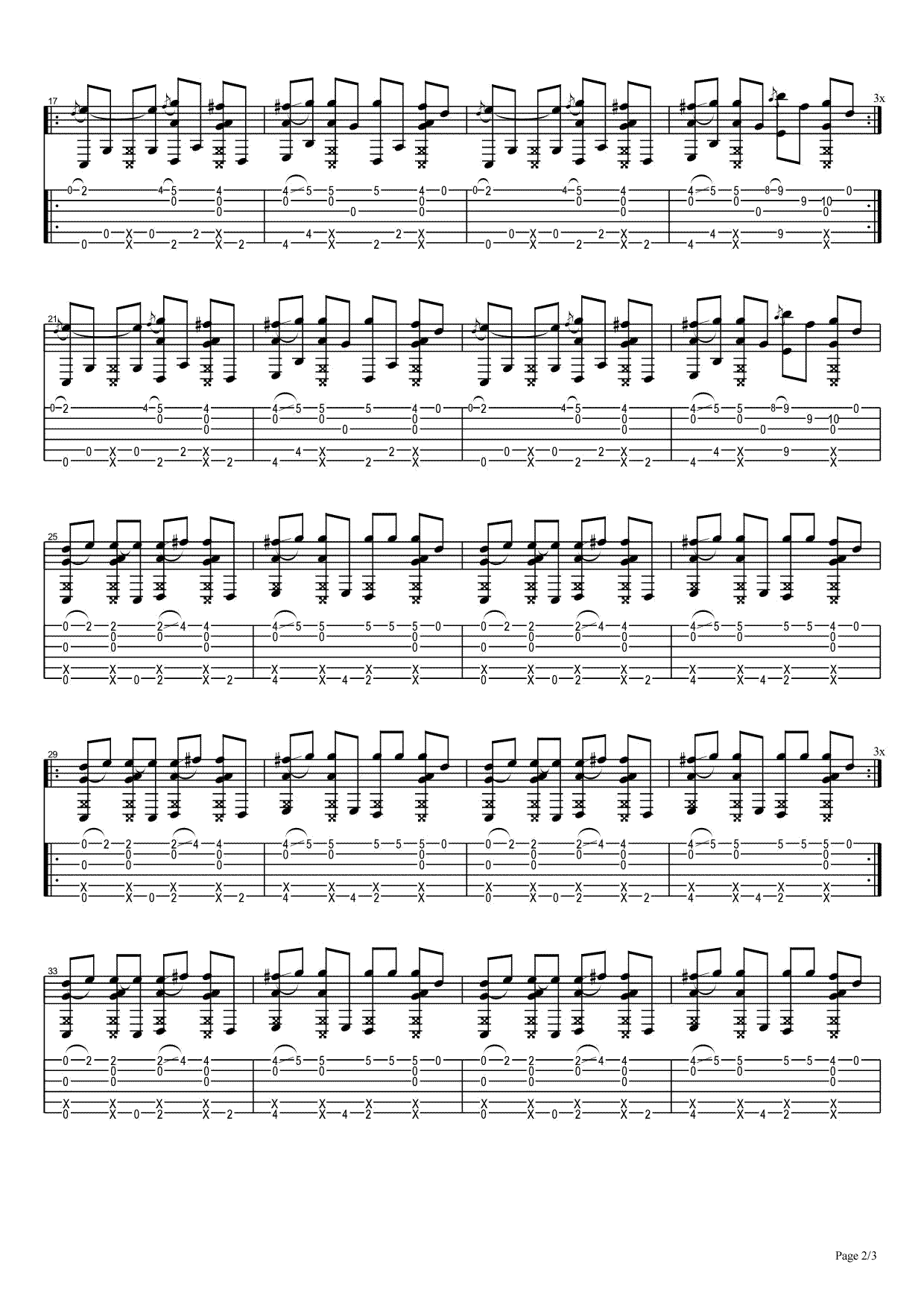 PDD洪荒之力指弹吉他谱_电音歌曲_Ngau_Hung_吉他独奏谱