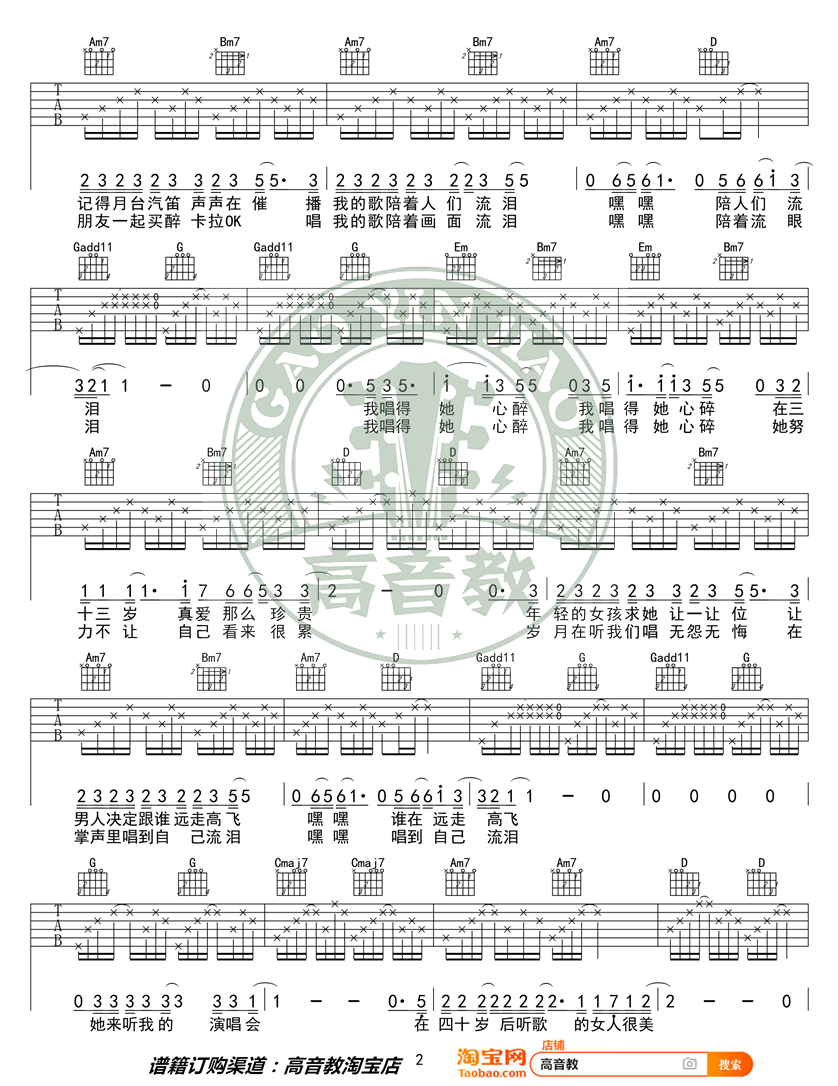 她来听我的演唱会吉他谱_张学友_G调入门版_简单弹唱谱