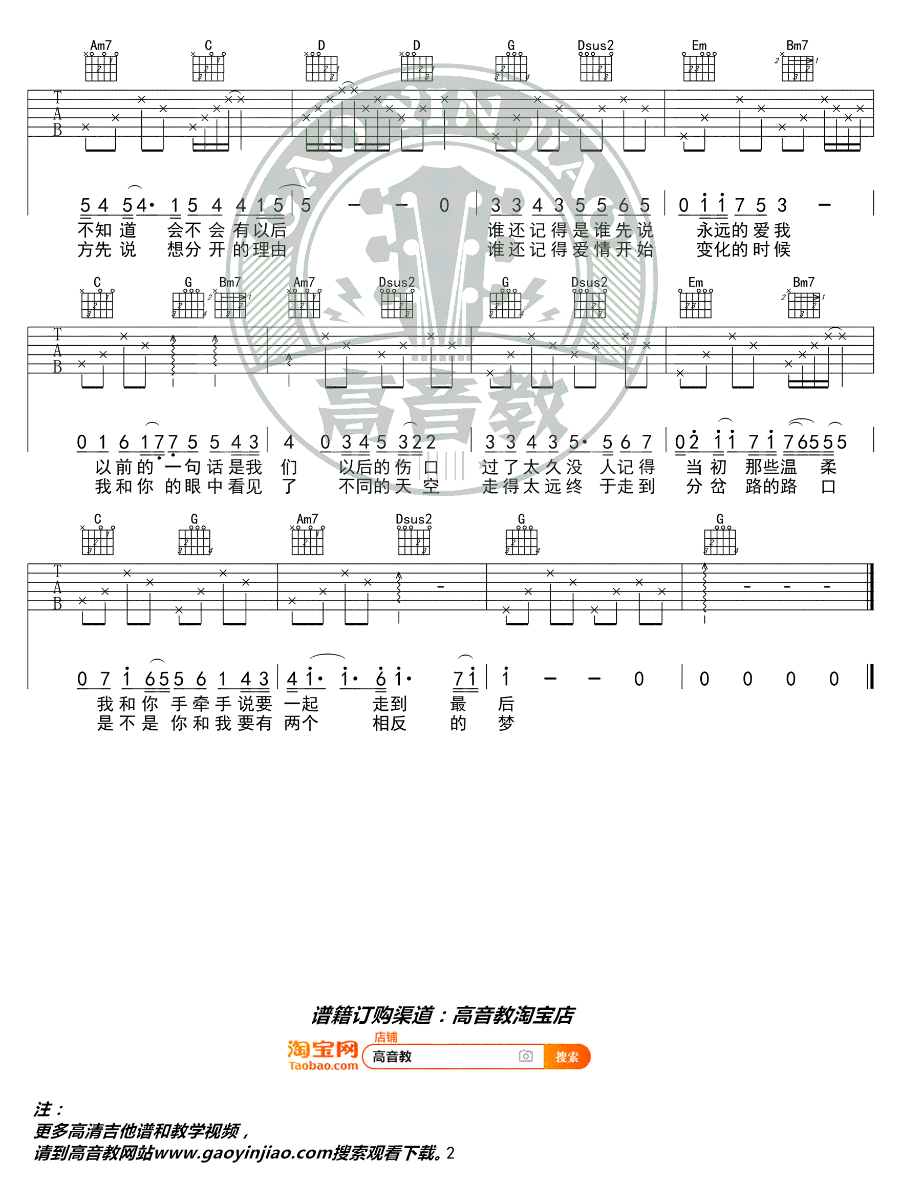 记得吉他谱_G调简单版_林俊杰_入门弹唱谱