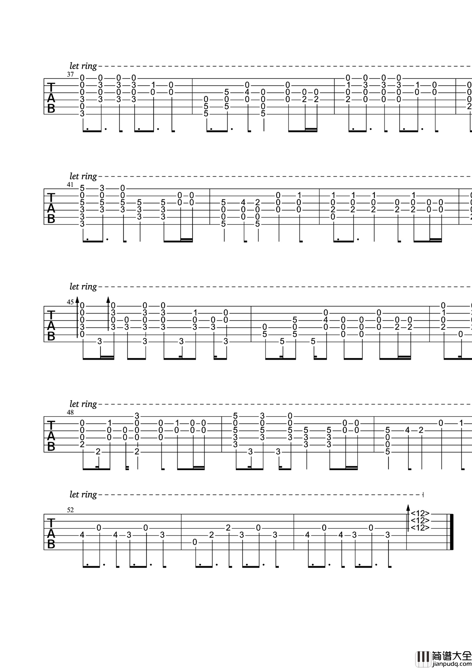 unravel指弹谱__东京食尸鬼_片头曲_吉他独奏谱