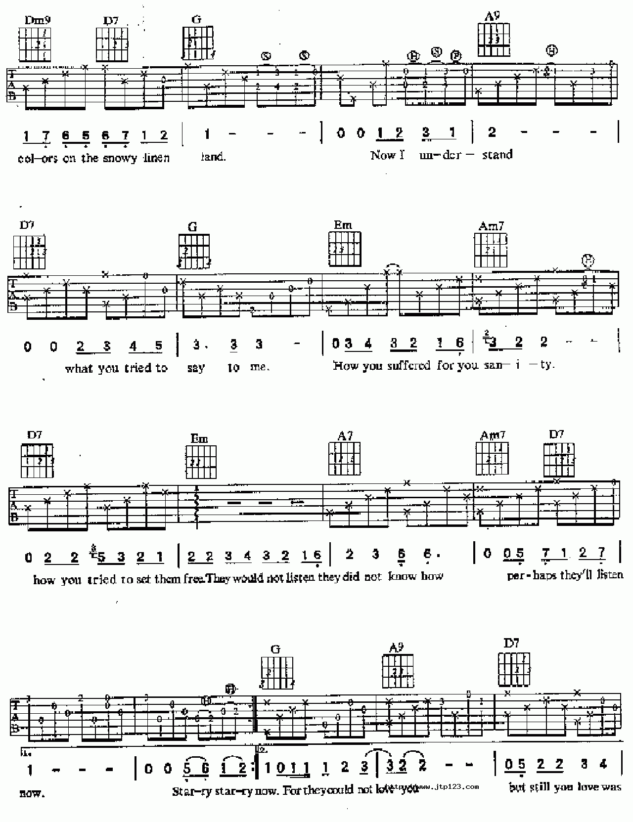 Vicent吉他谱_古典音乐_G调和弦弹唱谱_图谱2