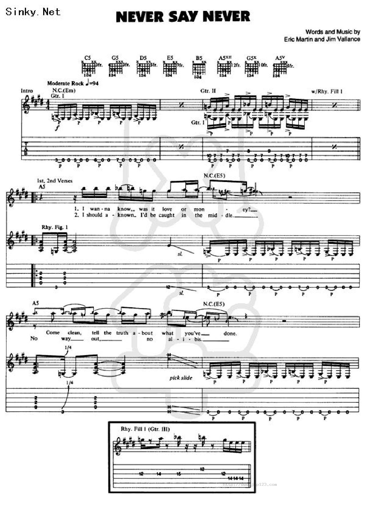 neversaynever吉他谱_EricMartin_C调和弦弹唱谱_01_图谱1