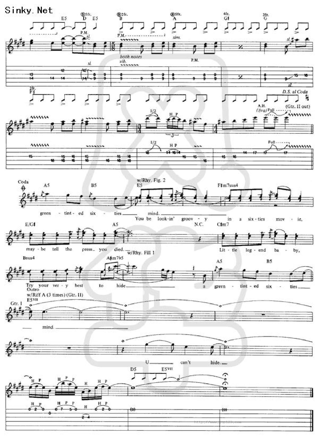 greentintedsixtiesmind吉他谱_PaulGilbert_G调和弦弹唱谱_图谱4