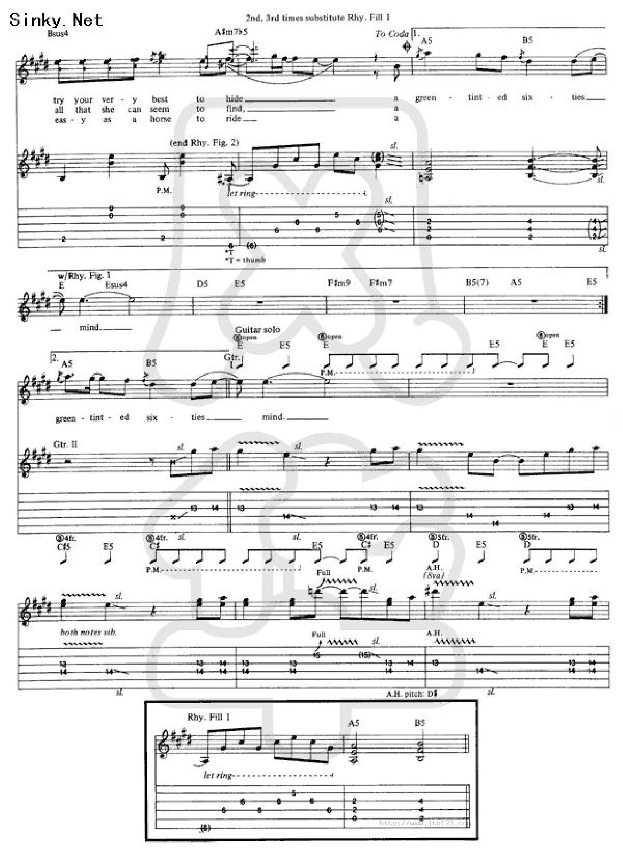 greentintedsixtiesmind吉他谱_PaulGilbert_G调和弦弹唱谱_图谱3