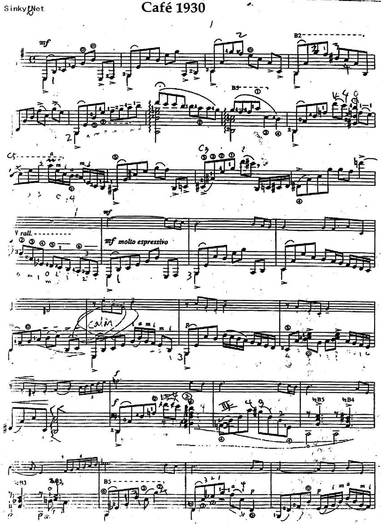 咖啡1930吉他谱_古典音乐_C调和弦弹唱谱_皮亚佐拉_图谱1