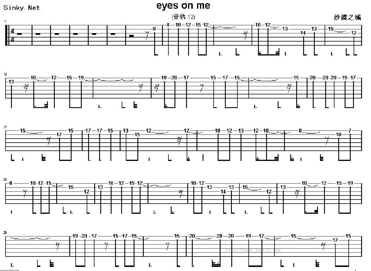 eyes one me吉他谱_王菲_G调指弹/独奏谱_最终幻想主旋律_图谱1