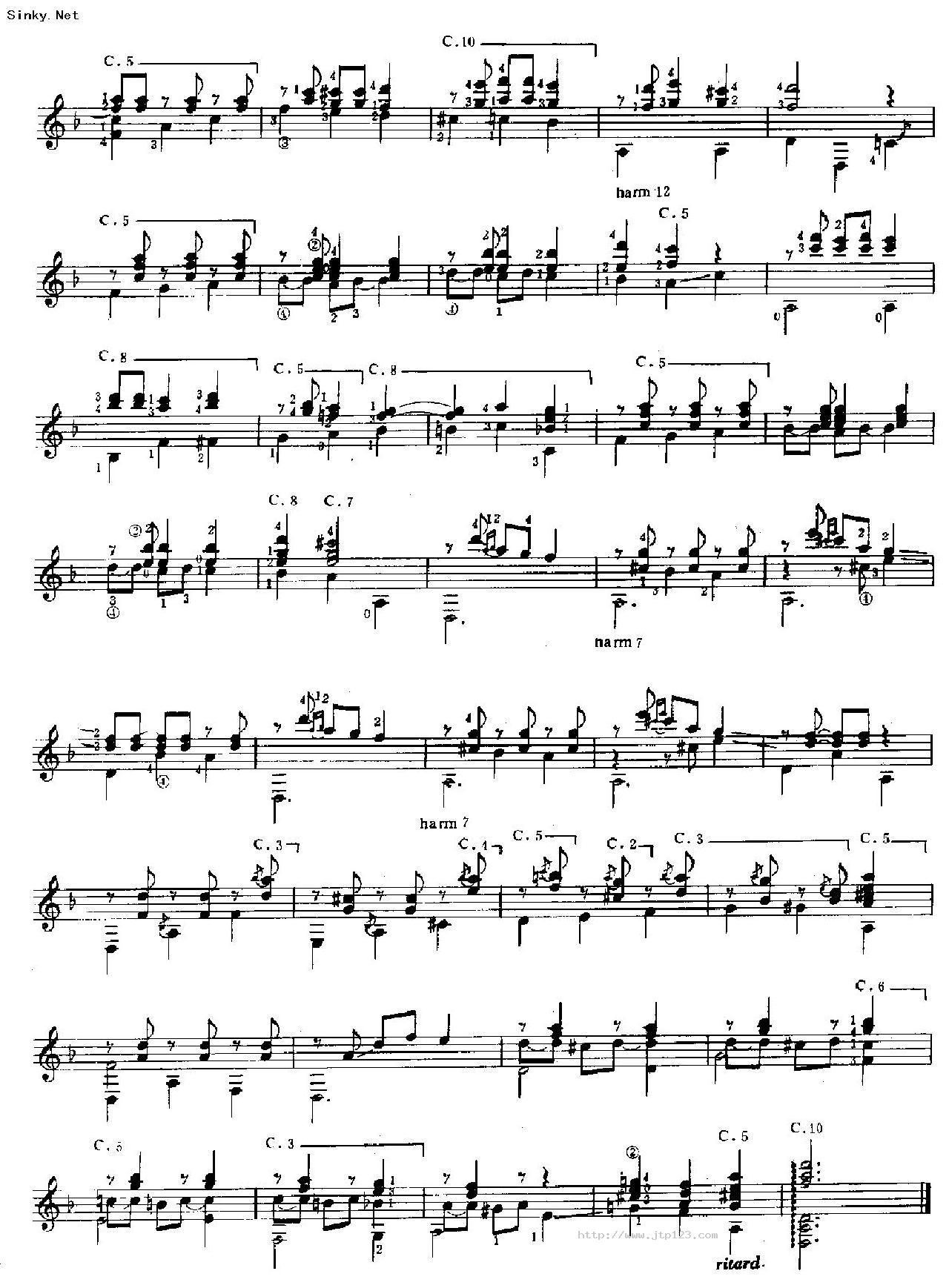 桑吧咏叹调吉他谱_古典音乐_D调和弦弹唱谱_图谱2