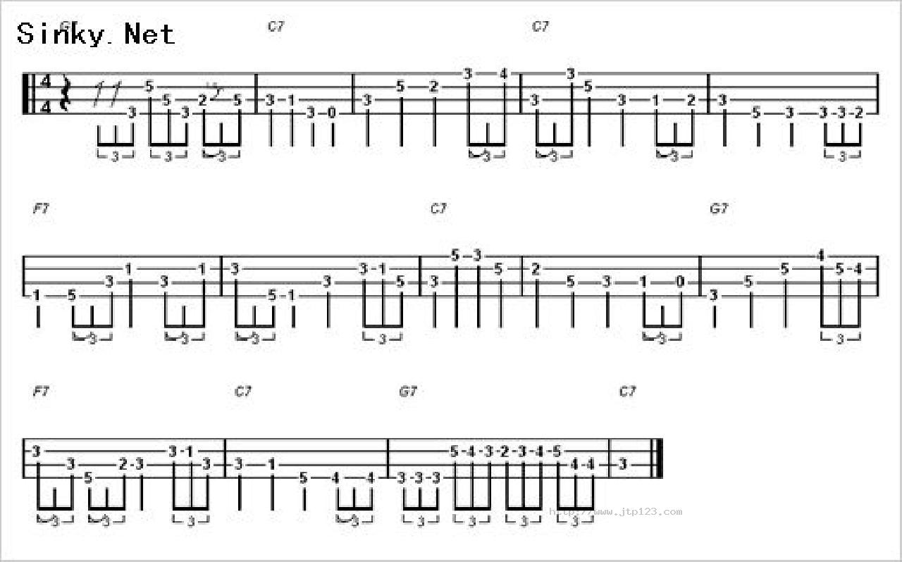 一段贝司练习吉他谱_练习曲_C调和弦弹唱谱_图谱1