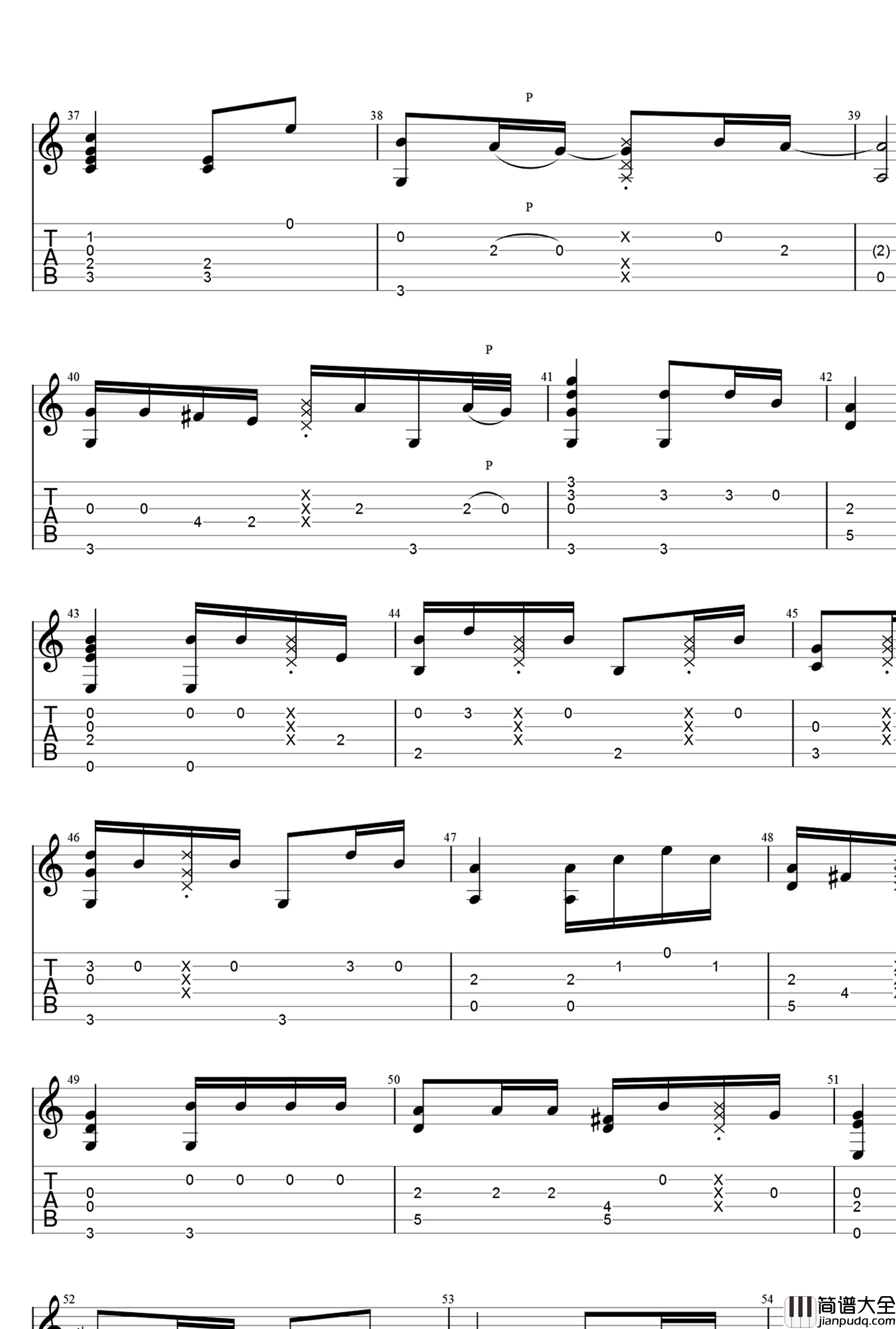 清新的小女孩吉他谱_抖音版电影_牧马人_BGM_指弹独奏谱