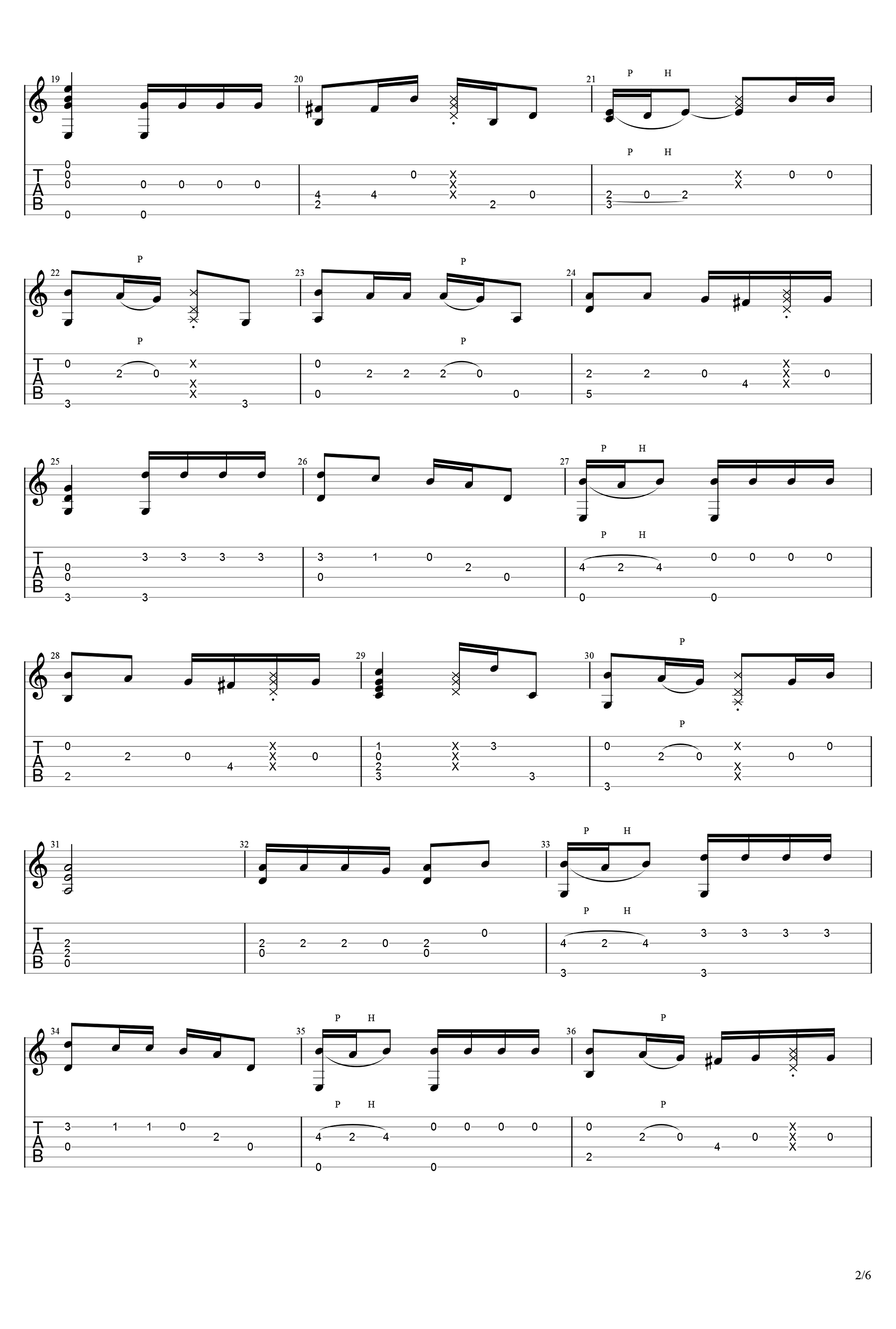 清新的小女孩吉他谱_抖音版电影_牧马人_BGM_指弹独奏谱