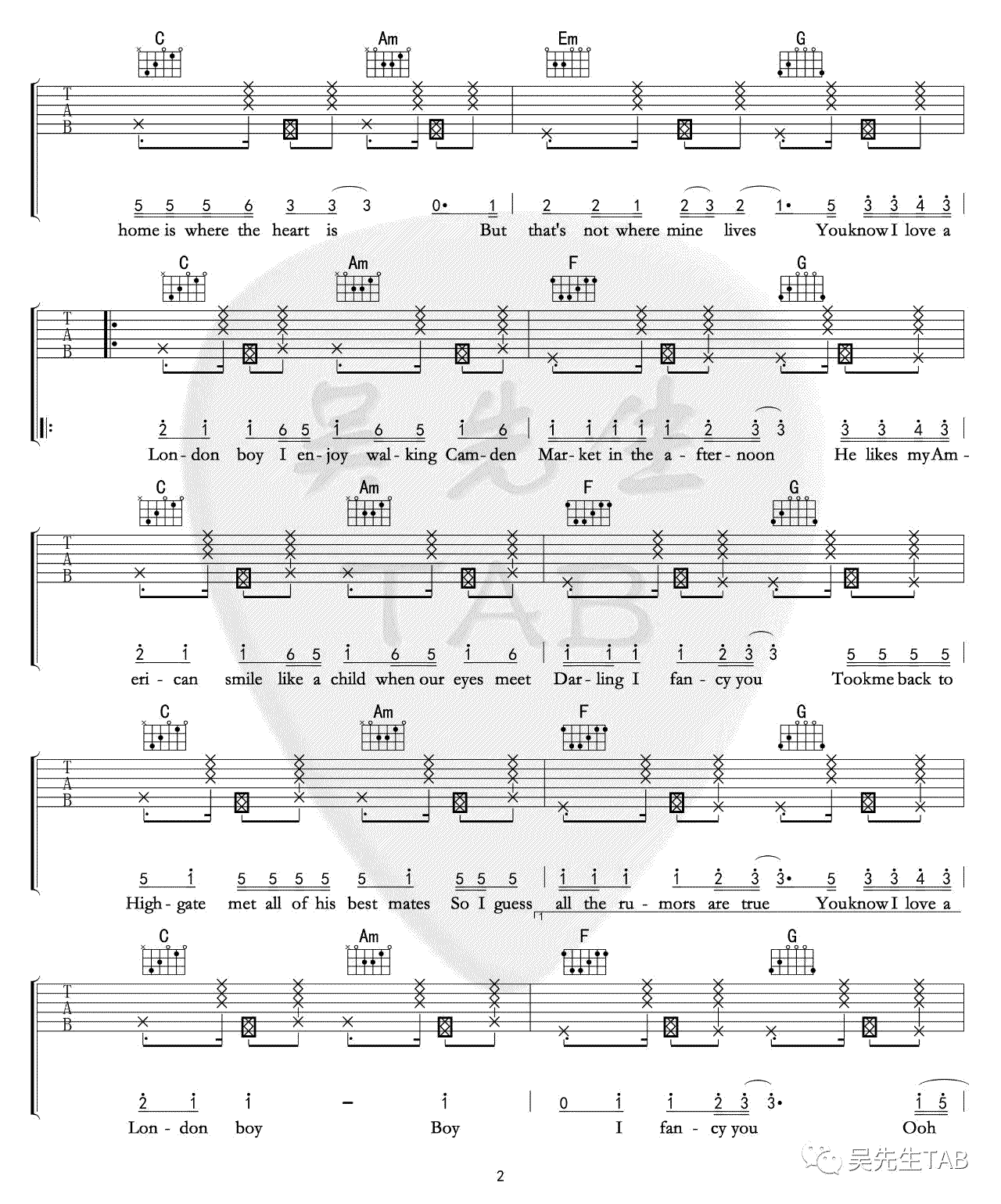 London_Boy_吉他谱_Taylor_Swift_C调弹唱谱